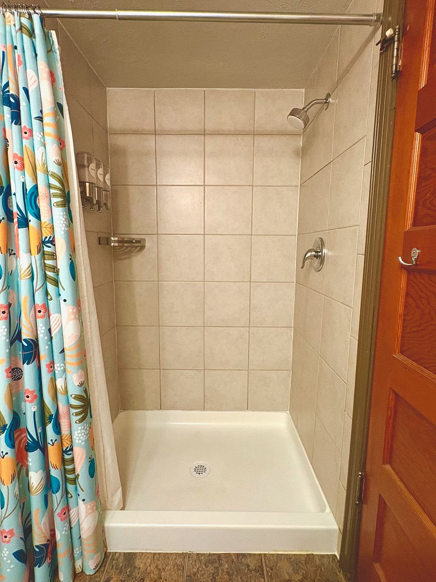 Step in shower, lots of hot water and water pressure