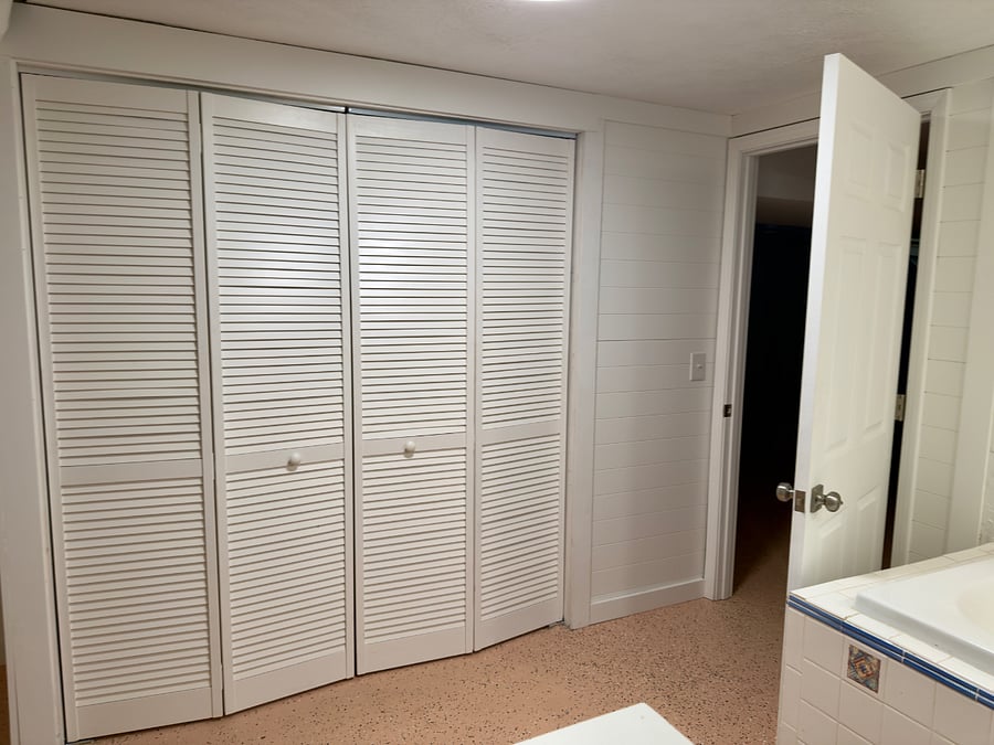 Closet in basement bathroom 