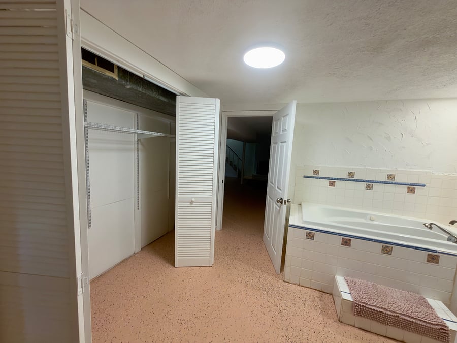 Closet space in the basement bathroom 