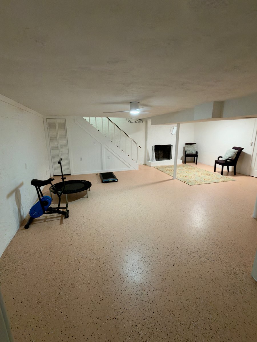 Basement with work out equipment 