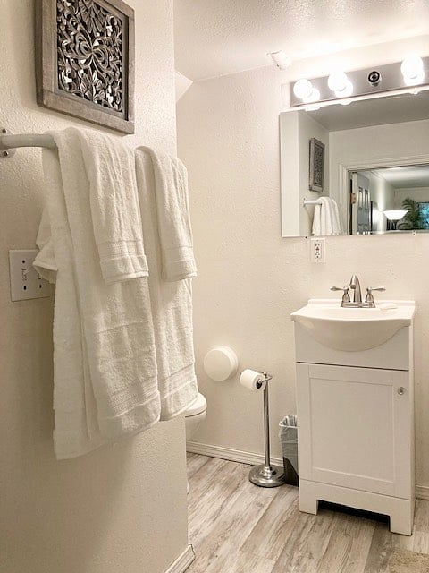 White bathroom - linens included