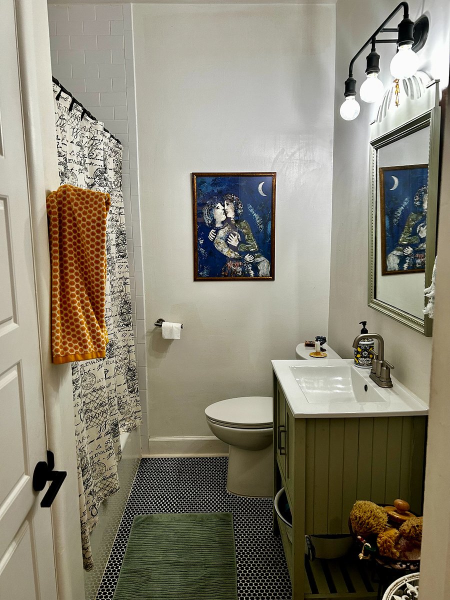 Private bathroom, features linen closet within the bathroom.