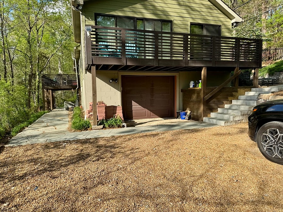 Parking space in gated driveway.