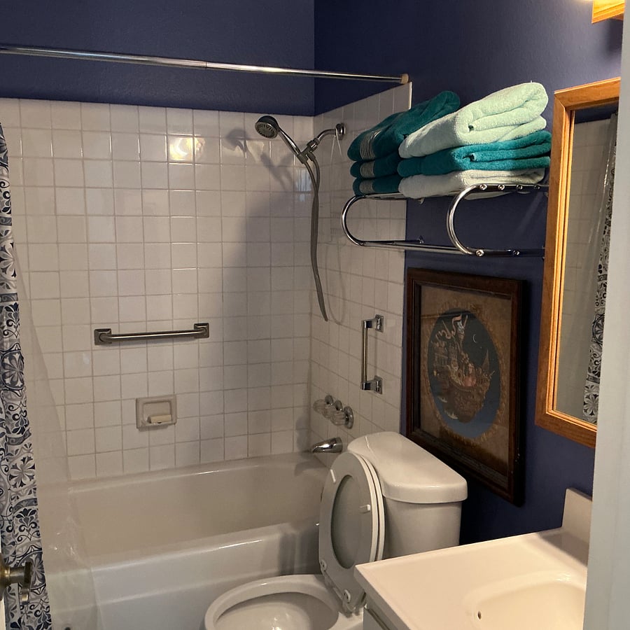 In-Suite Privacy: Full size clean and sanitized bathroom that has ample space for storage of personal care products. Comes with Blow dryer.