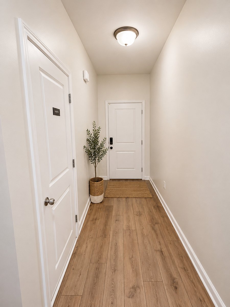 Entry way to stairs and living room