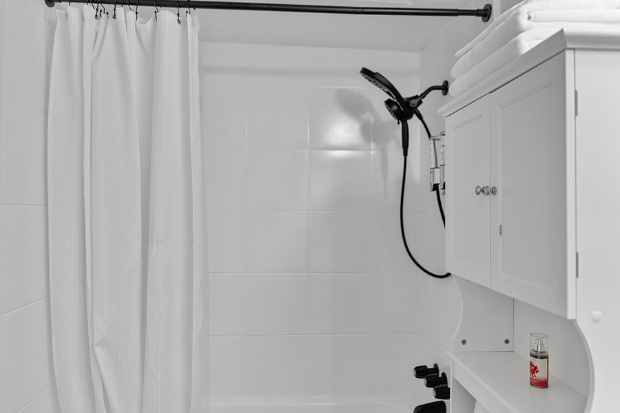 The traditional shower/tub combo is great for those needing a quick start to the day or wanting a relaxing soak in the evening.