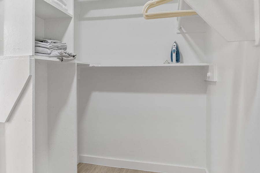 Large walk in closet is also on the 2nd floor. You will find extra sheets/pillows here, along with the iron & ironing board.