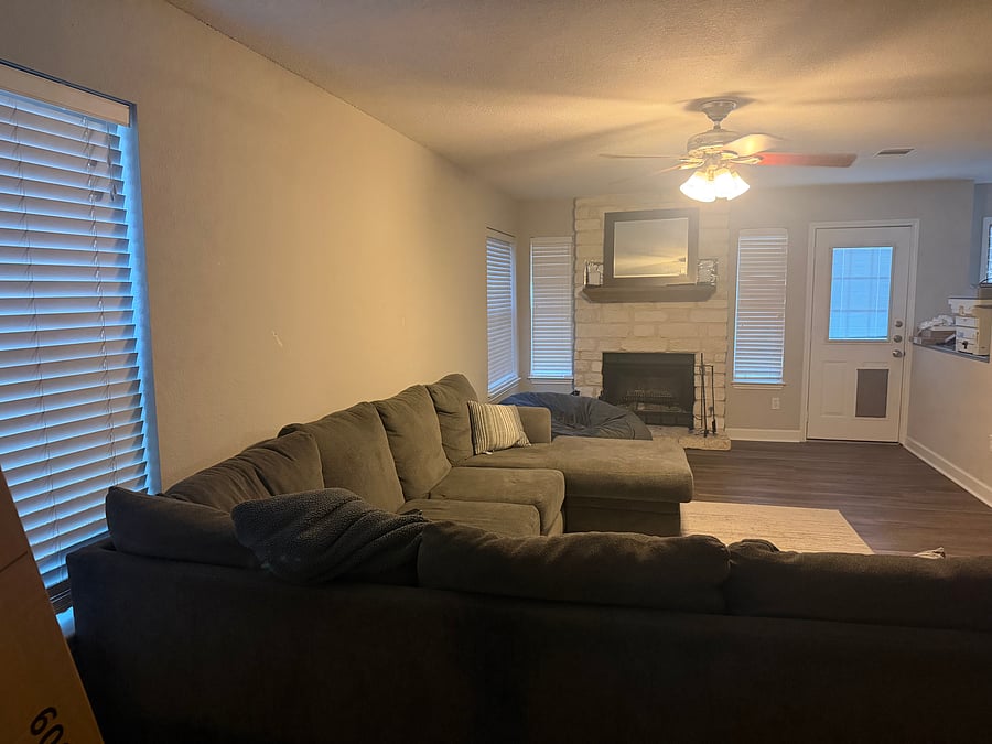Living room with fireplace