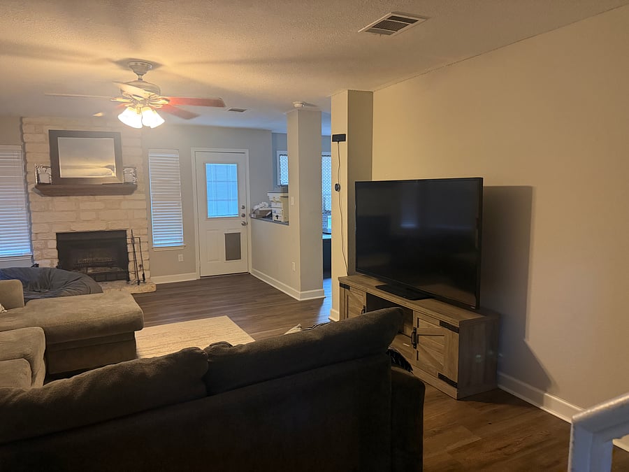 Living room with huge tv