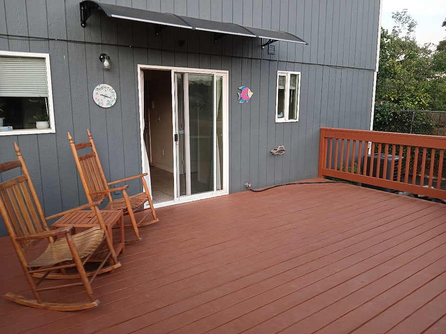 Deck and back of house.