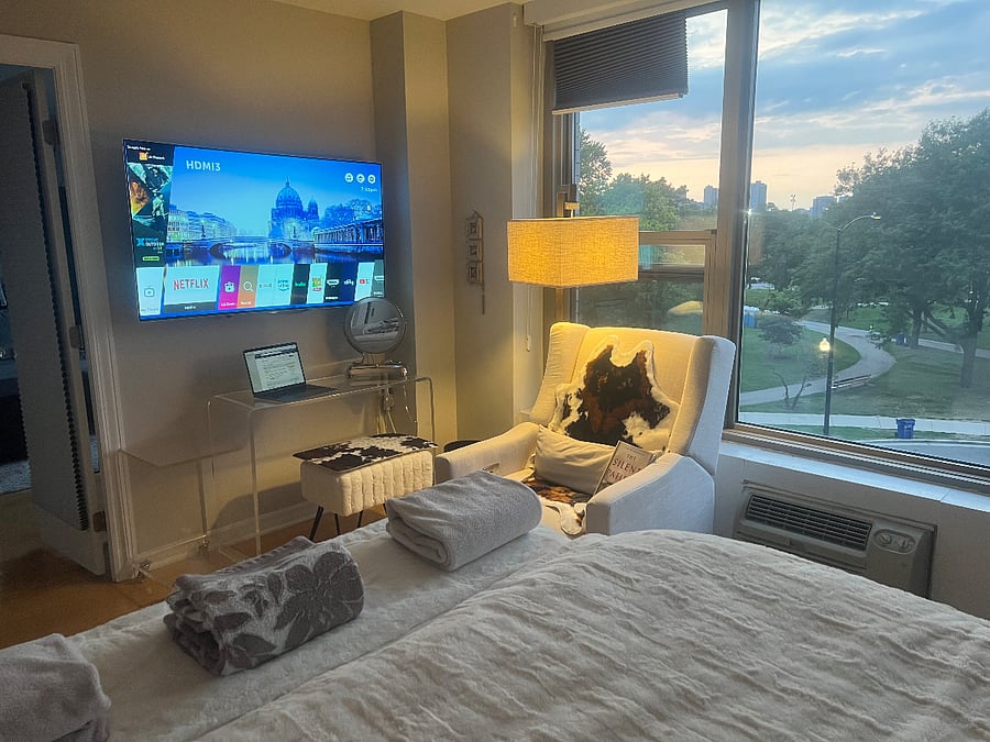 bedroom smart tv with many streaming services