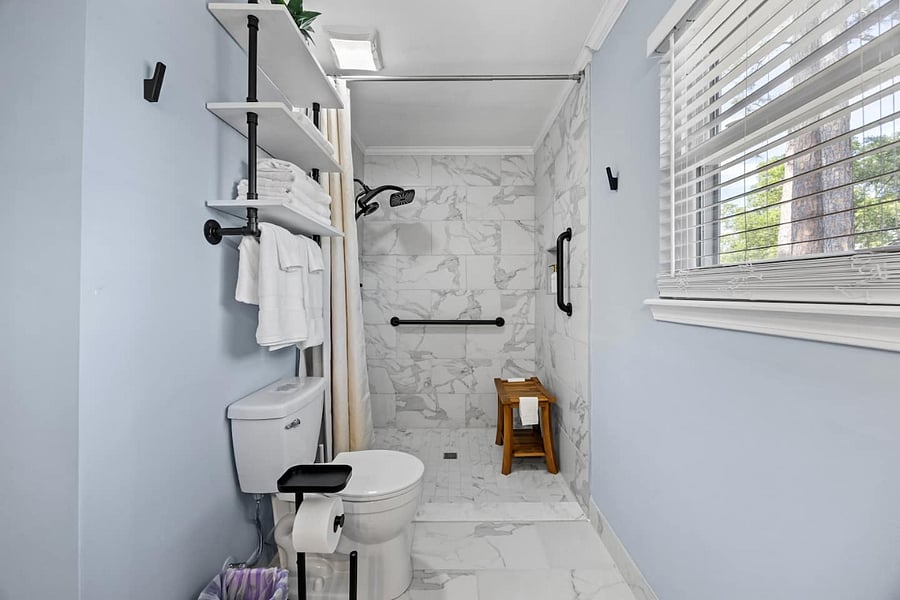 For those who may benefit from added support, we can add handrails around the toilet upon request.