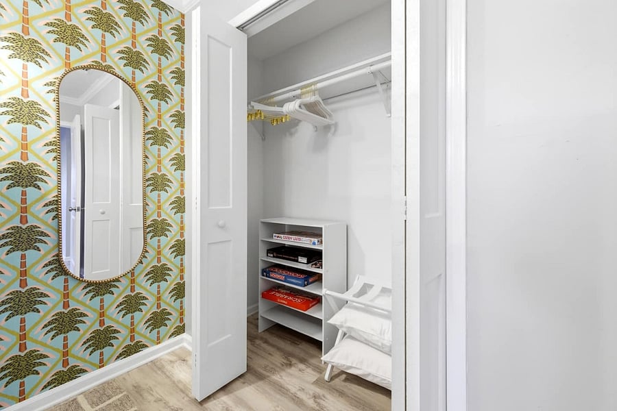 Each closet is fully outfitted with premium hangers, a luggage rack, and a hamper, offering thoughtful storage solutions and effortless convenience throughout your stay.