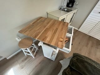 Folding Table and Stools, Includes Drawers for Utensils and Towel Racks