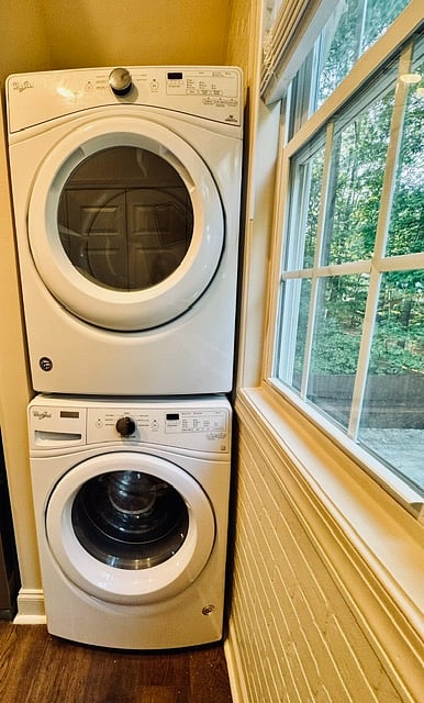 Laundry:
Enjoy the convenience of a full-size front-load washer and dryer, complete with a laundry basket and space for storing suppliesperfect for extended stays.