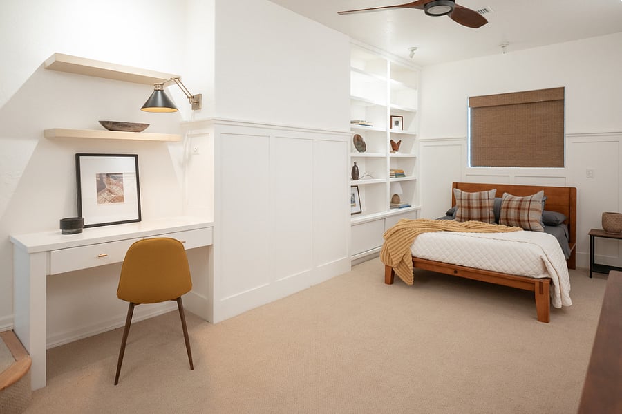 Front east bedroom with double bed.