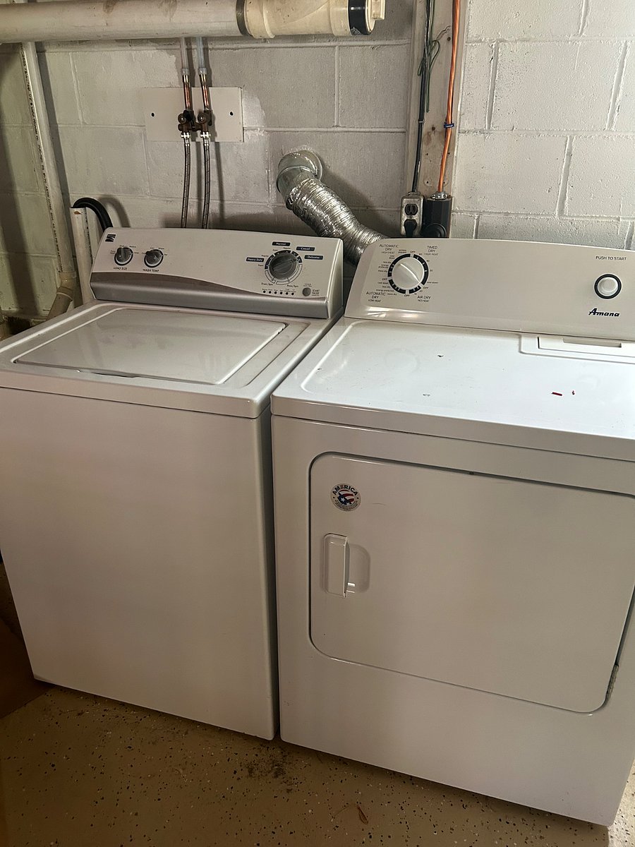 washer and dryer in basement