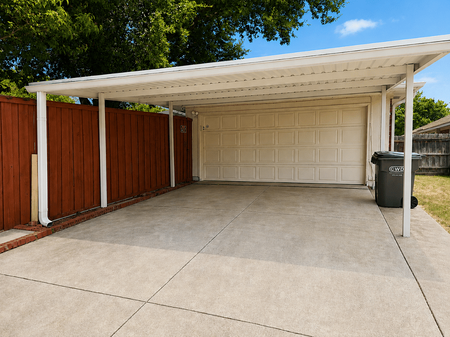 Covered parking in driveway. Rear 2 car garage entrance. 