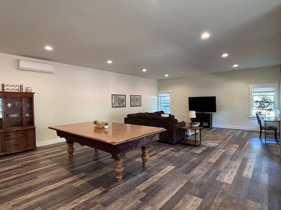 Covered pool/ping-pong table. 