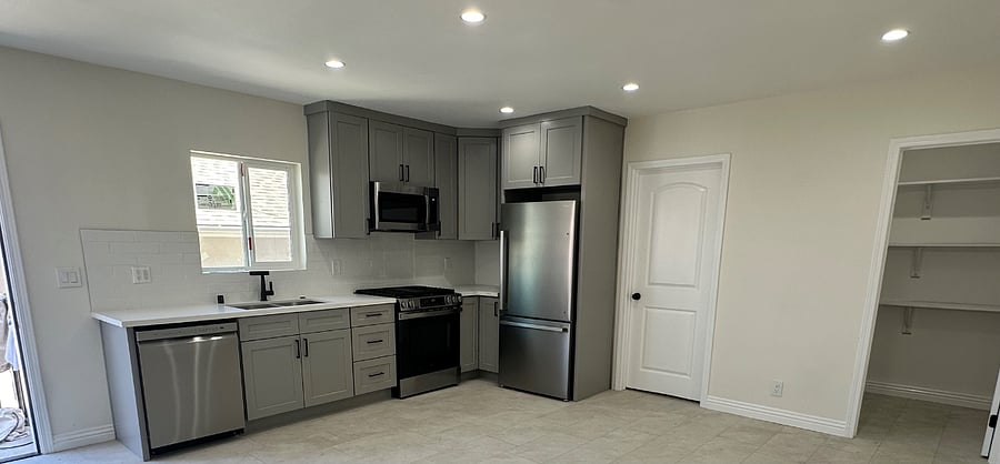 Full sized new stainless steel appliances