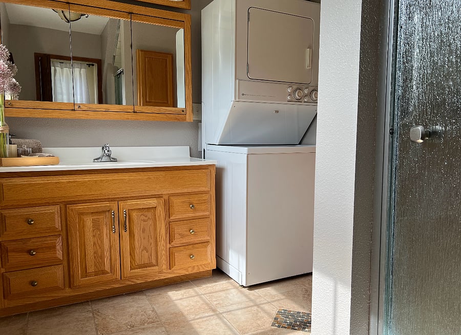 Washer and Dryer with built-in ironing board on main level