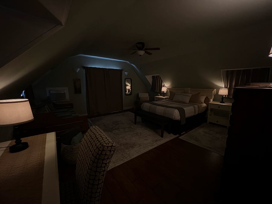 Work night shift? No problem. Black out curtains make the room dark in mid-day sun.