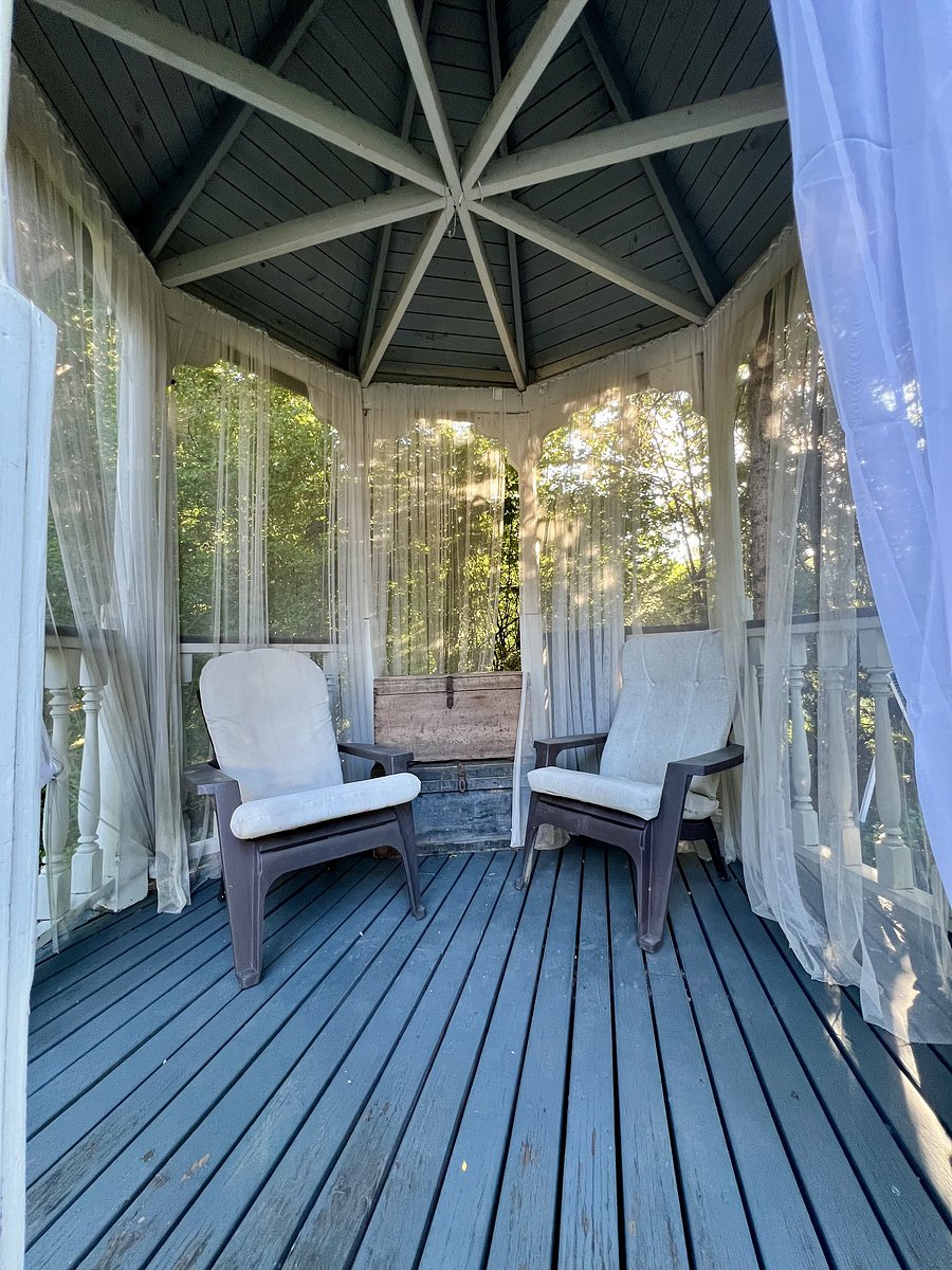 Landscaped sitting areas, fire pit, gardens, gazebo and walking paths throughout the property.