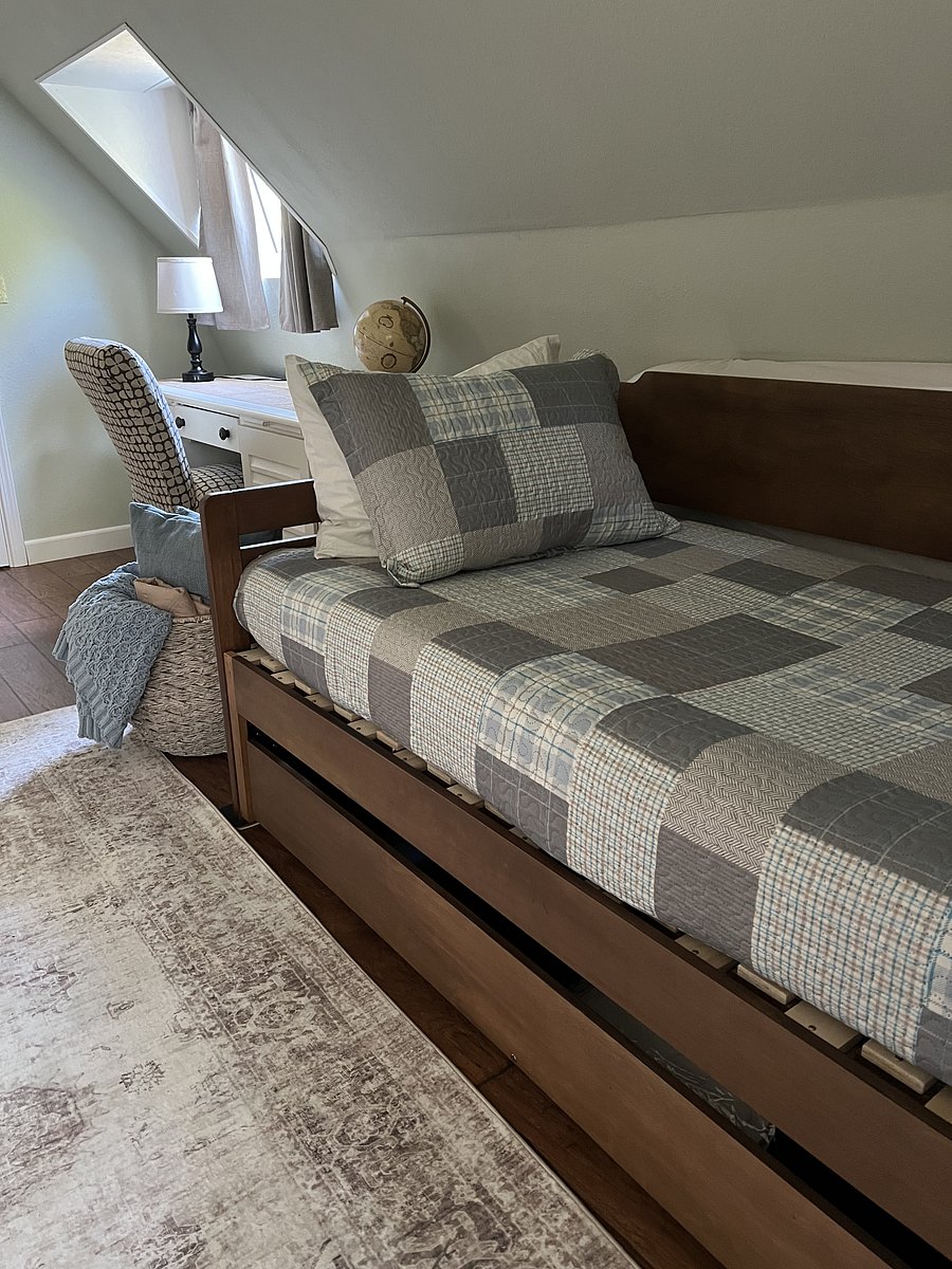 Comfortable memory foam daybed for reading, or occasional overnight guest.