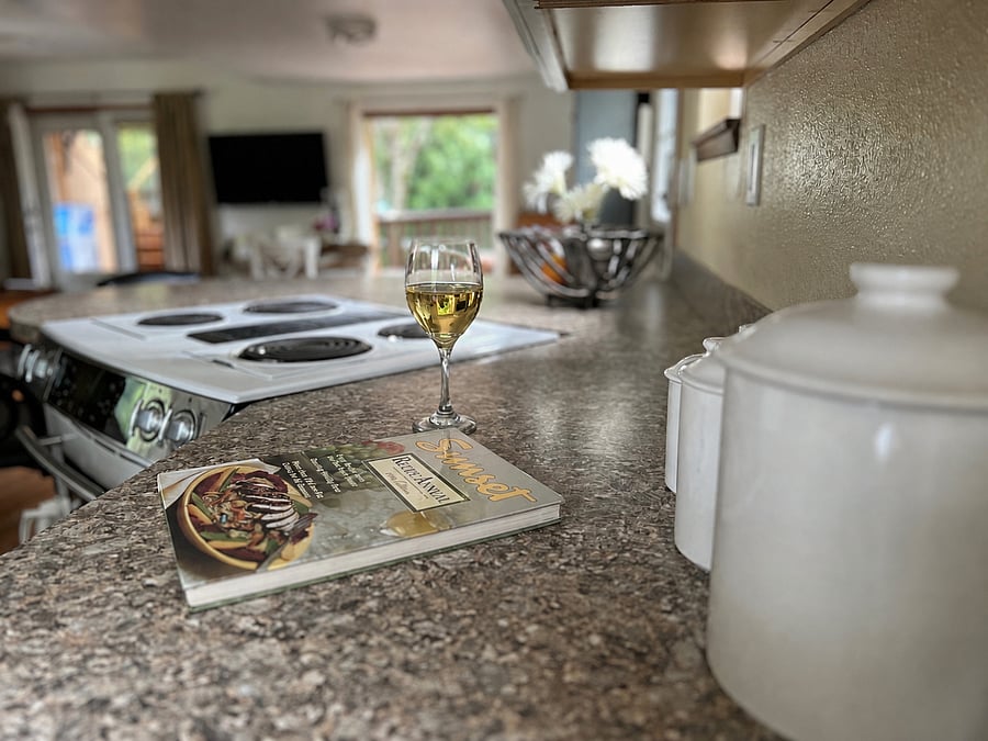 Full size open and light kitchen with space to create culinary delights.