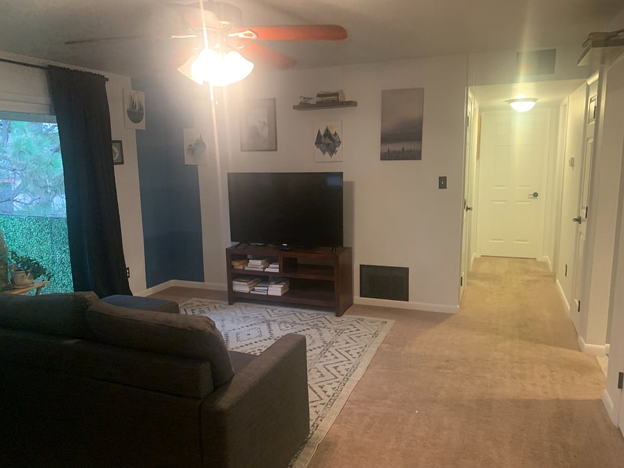 Shared space living room with 70" tv