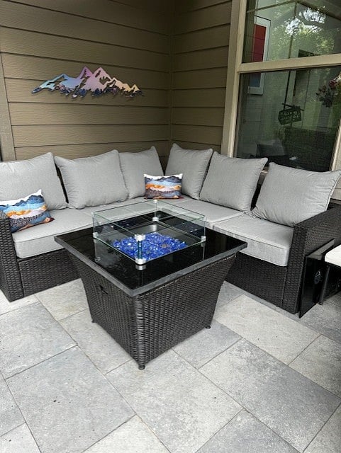 Comfortable couch and fire pit