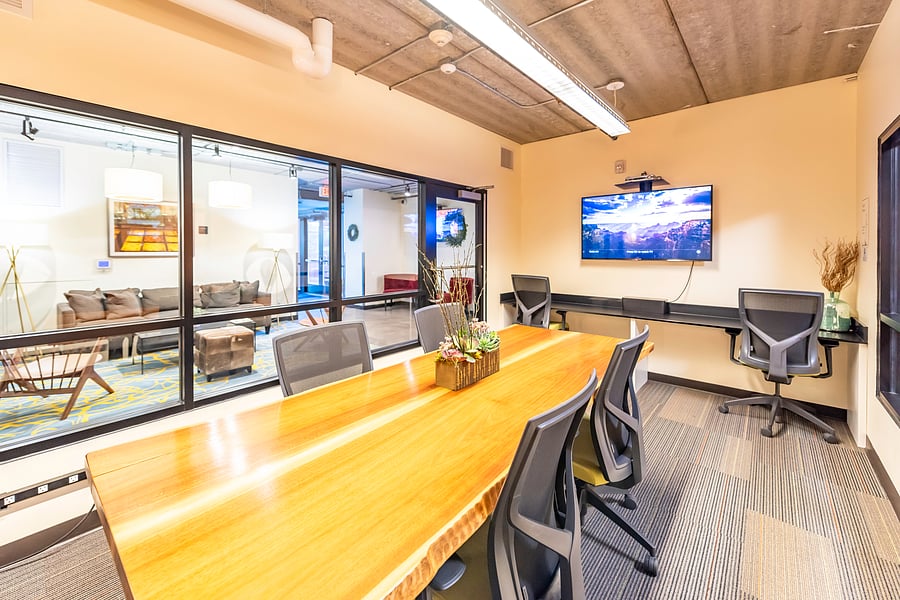Work remotely from the building's conference room or one of the lounges