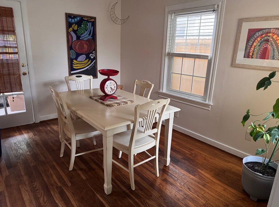 Dining room.  
Back door exits to laundry room 
