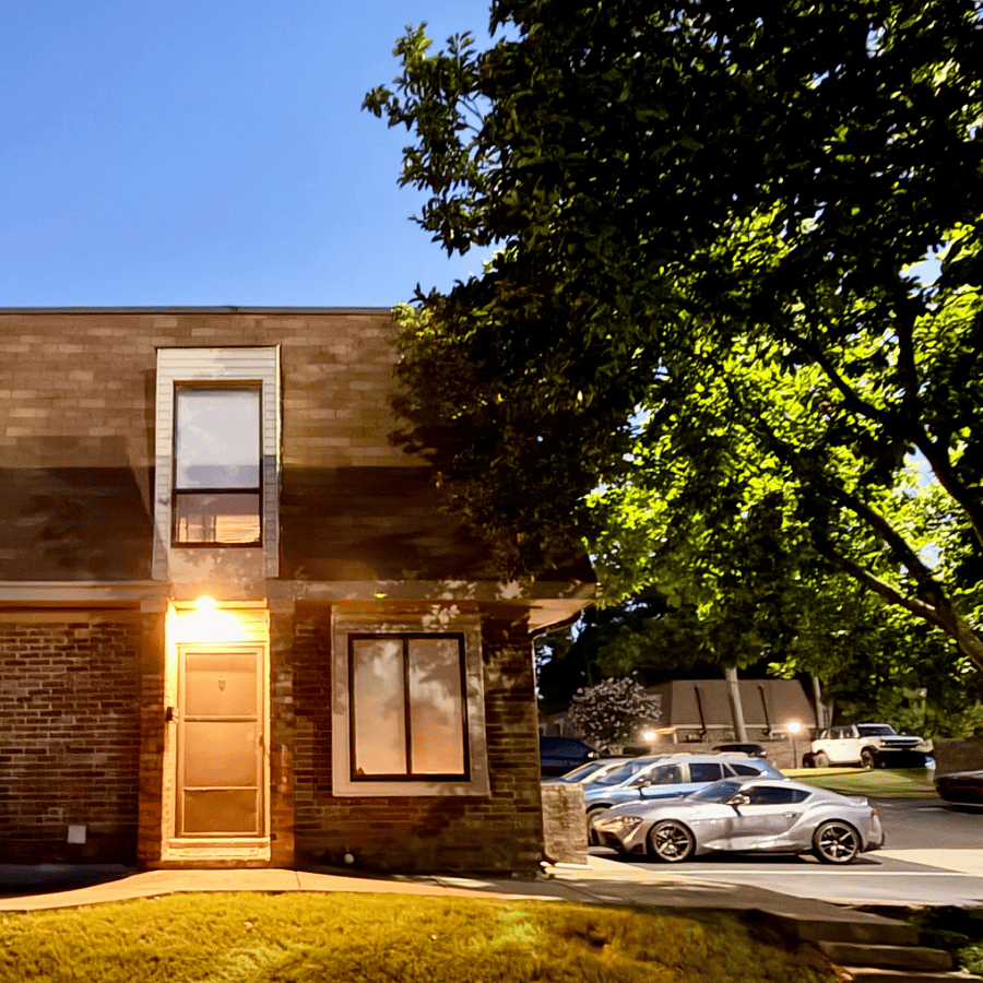 Front porch and nearby parking