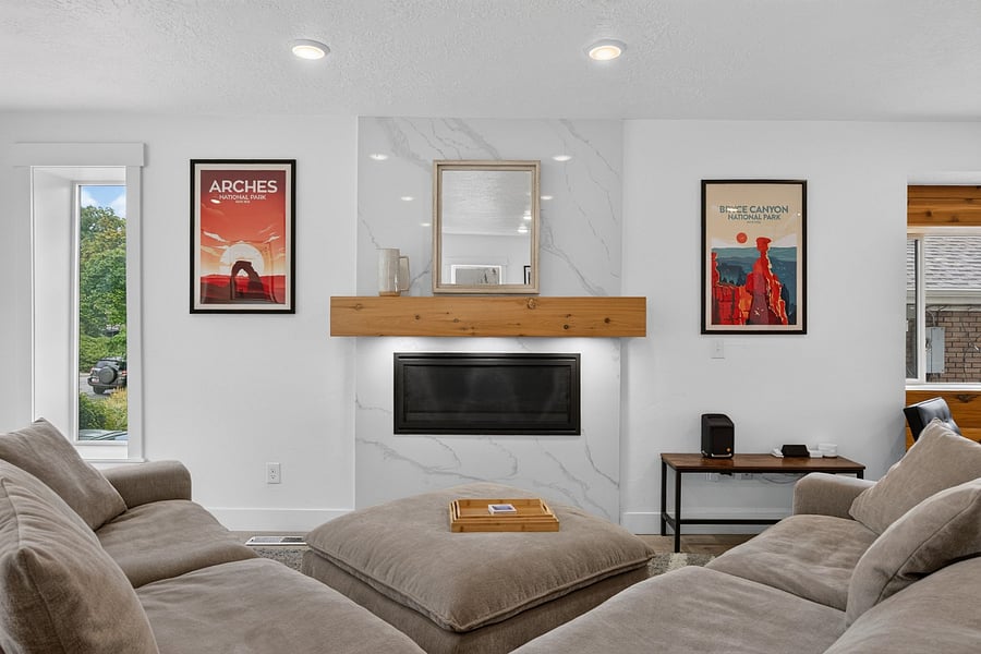 Living room with fireplace