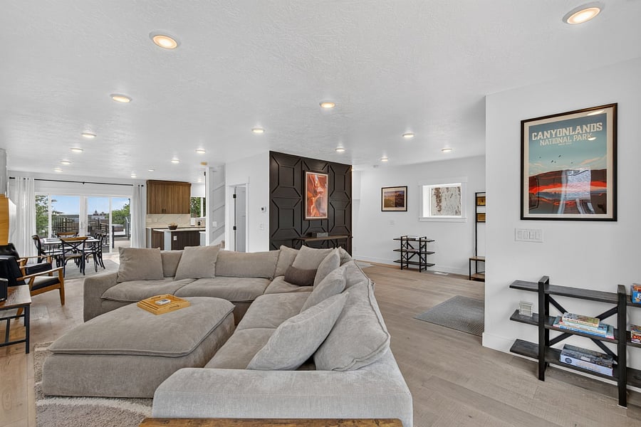 Living room, foyer, sitting area, and dining room