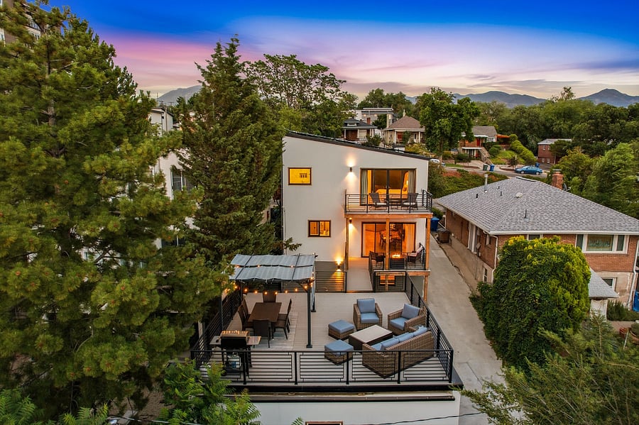 Drone view from the rear of the house