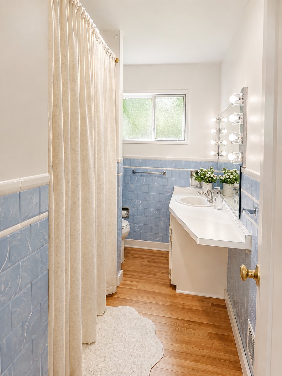 Bathroom with tub and shower.
