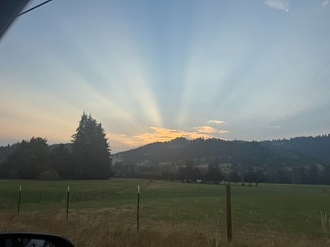 Summer sunrise and mountain in nearby park.