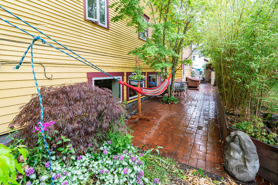 private patio with hammock