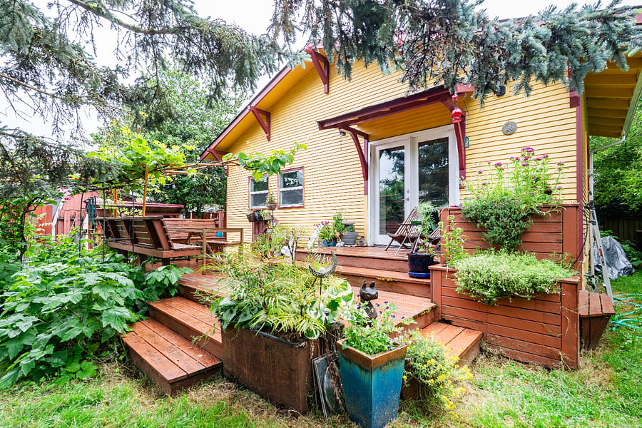 shared backyard and deck