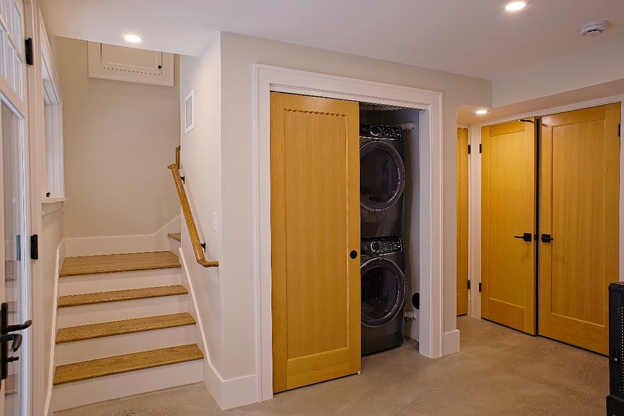 Common area with shared washer and dryer.