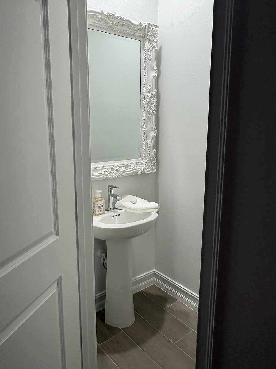 Guest bathroom on the first floor as you walk inside