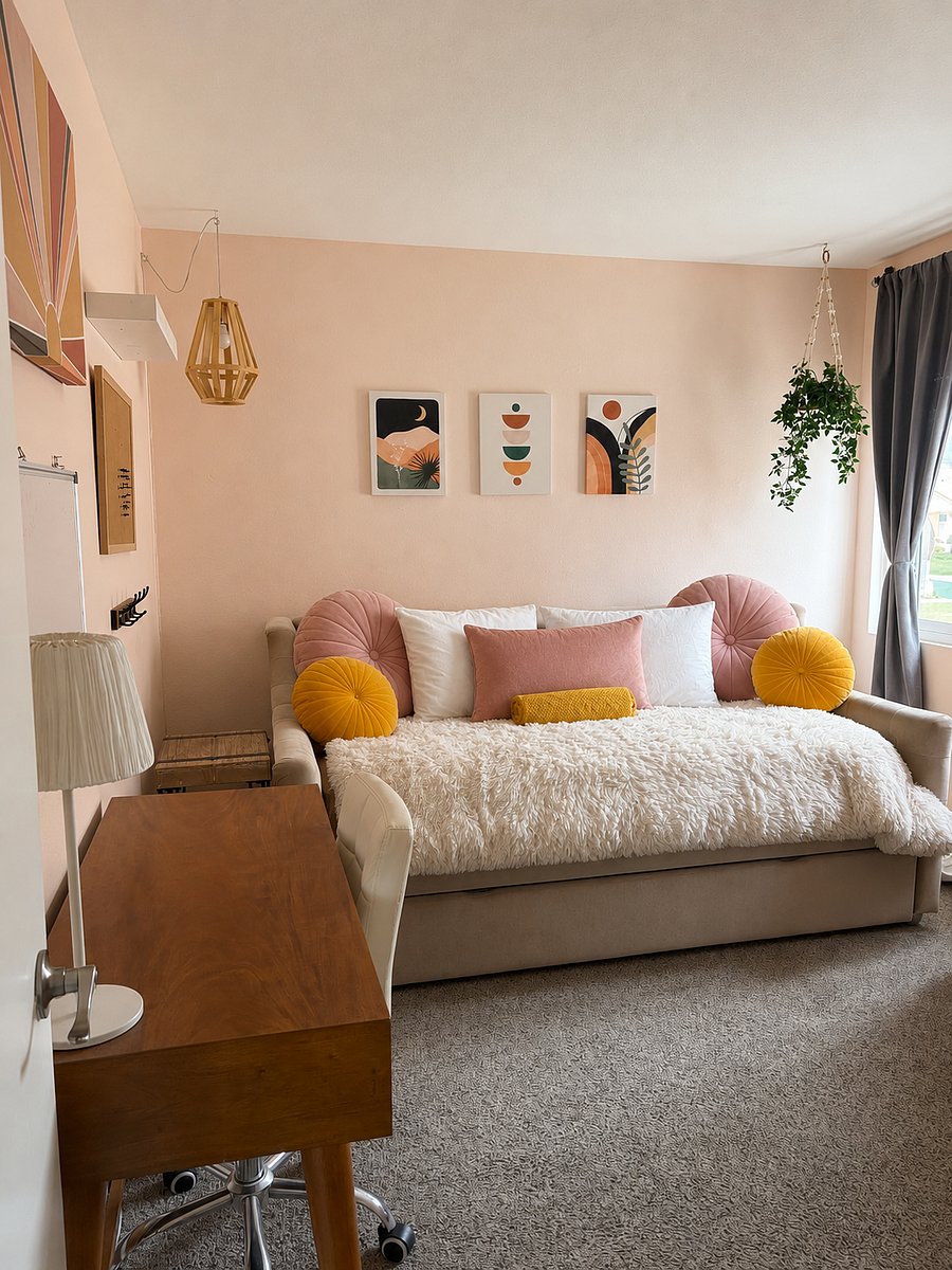 Upstairs bedroom with twin bed. Also has a trundle with a twin mattress. 