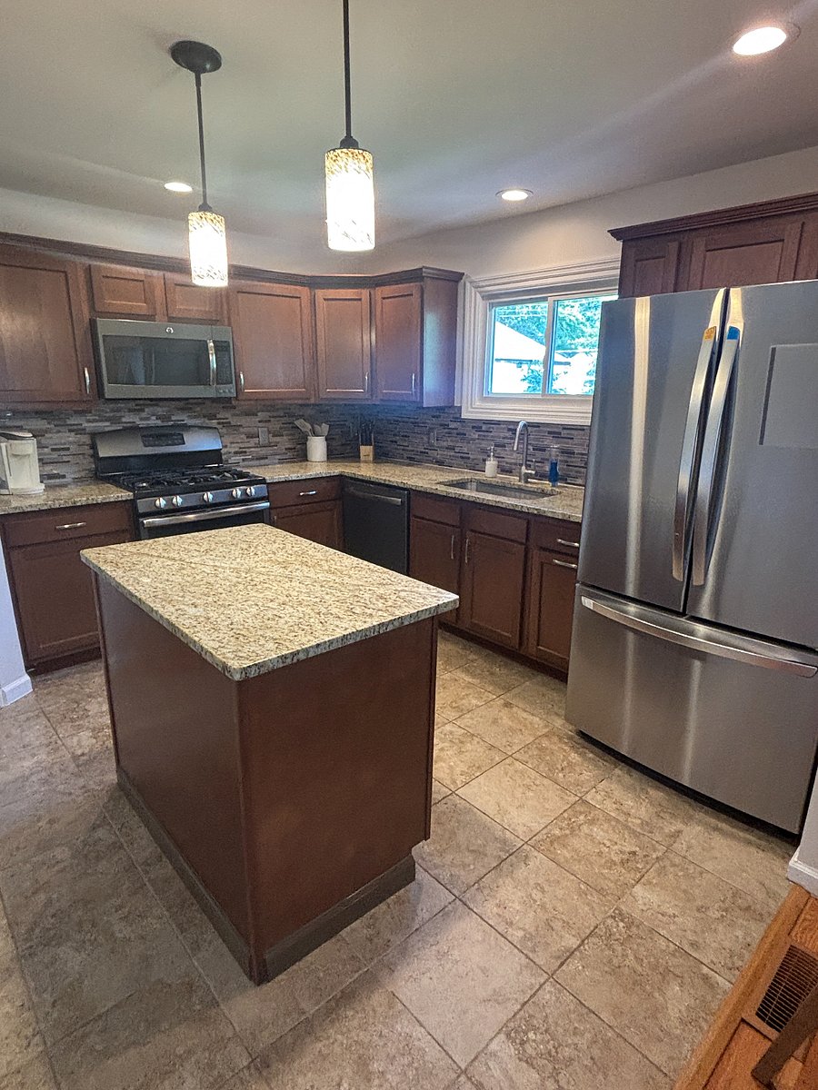 Open concept kitchen fully stocked