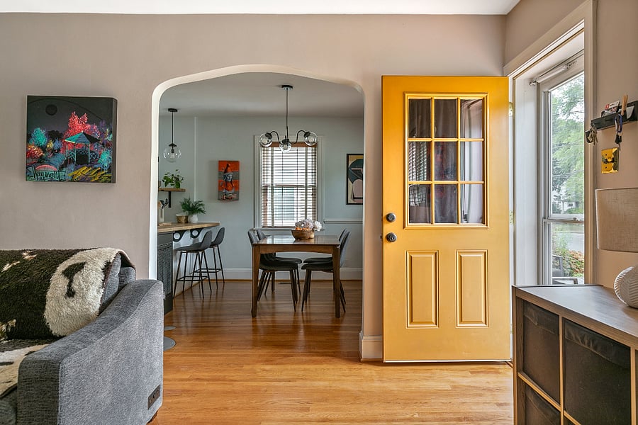 The kitchen, living room, and dining room effortless flow together as you enter the house, creating a living space that works for every occasion and guest.