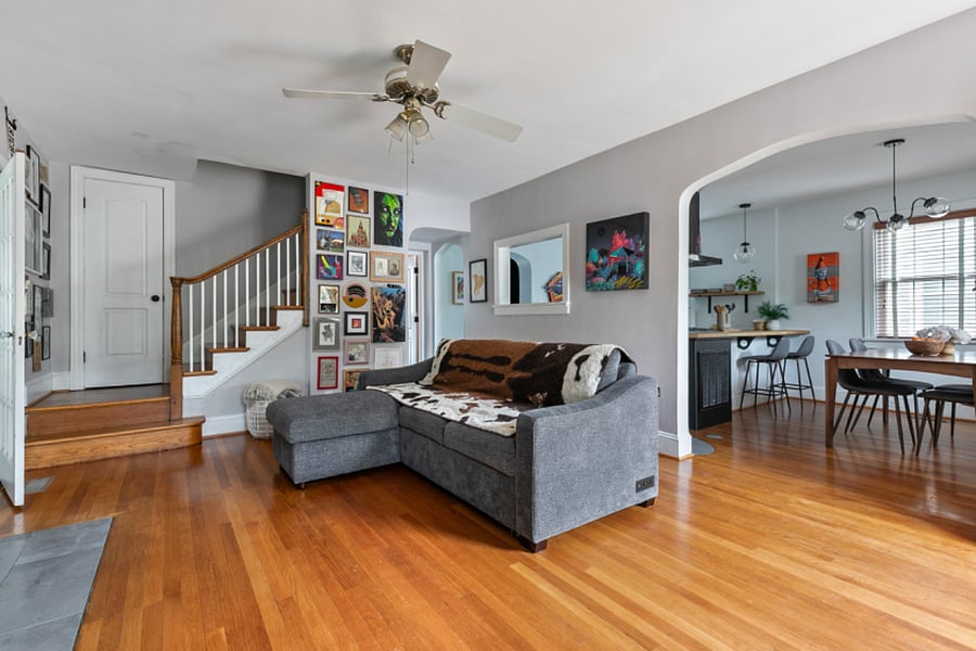 The kitchen, living room, and dining room effortless flow together as you enter the house, creating a living space that works for every occasion and guest.