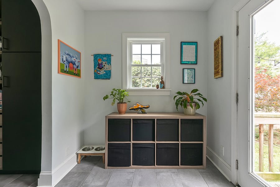 The spacious laundry room opens out to the large, fully fenced, landscaped backyard that is perfect for dogs, kids, and adults alike. Featuring cafe lighting, a fire pit, gas grill, hand built play fort, and small scale concrete skate ramp, you wont find a backyard like this anywhere else. 
