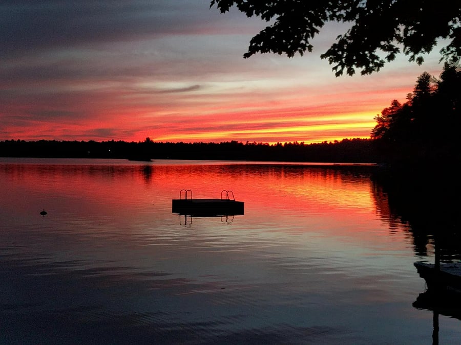  Sunset view on the lake. Great views from living room and upper bedrooms.