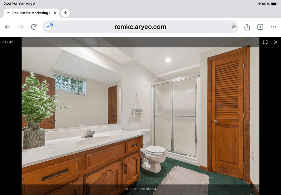 Bath on lower level